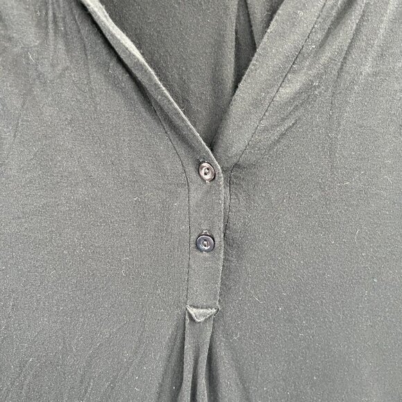 Cynthia Rowley Womens Top Medium Black Long Sleeve Pullover Henley Shirt Stretch - Picture 3 of 10